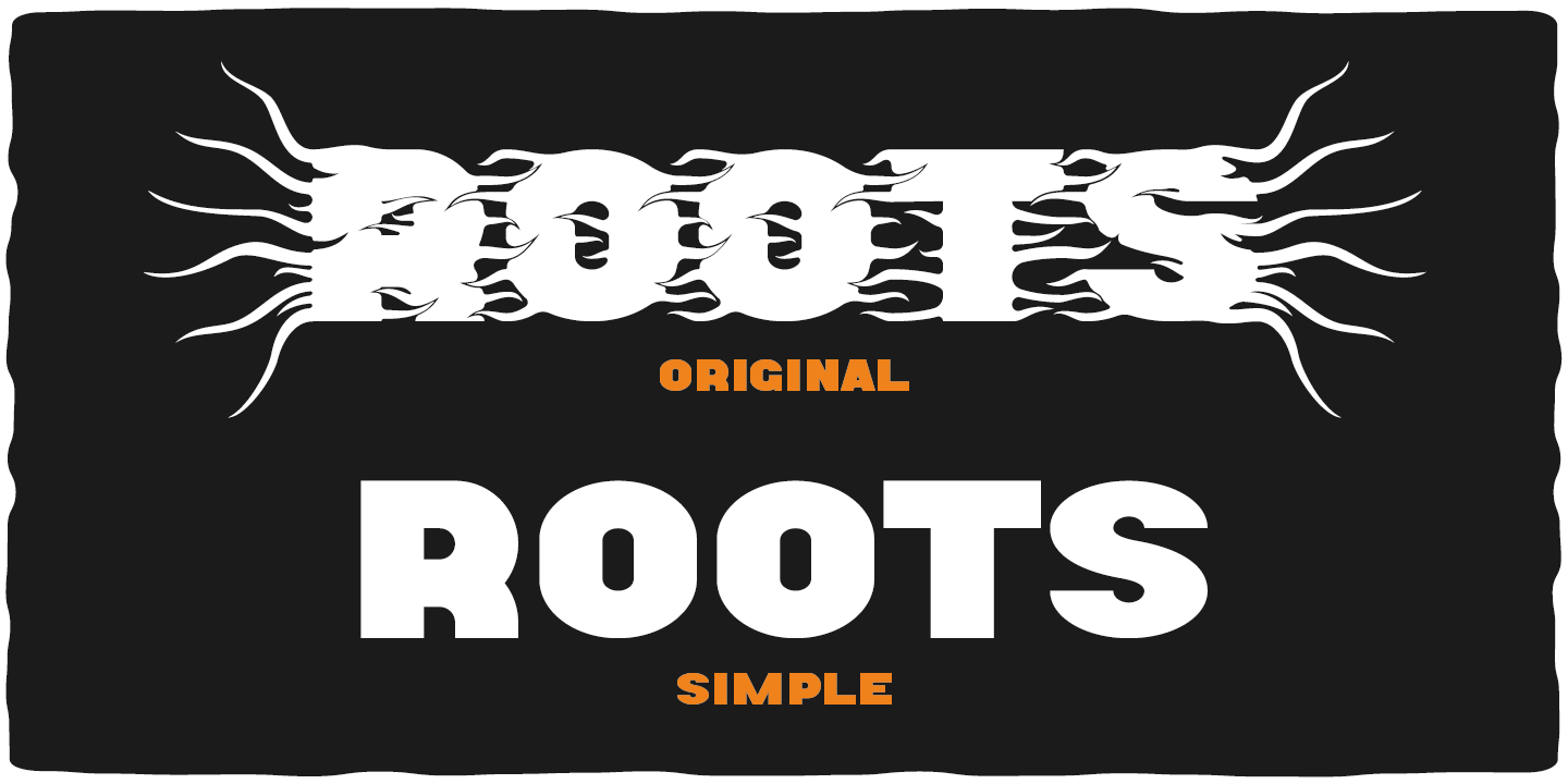 Beispiel einer Roots Simple-Schriftart